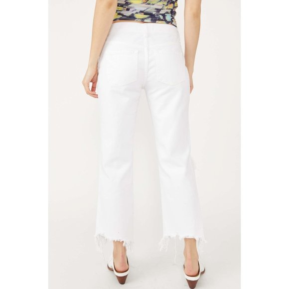 NWOT Free People Maggie Mid-Rise Straight-Leg Jeans / Optic White - Picture 9 of 12